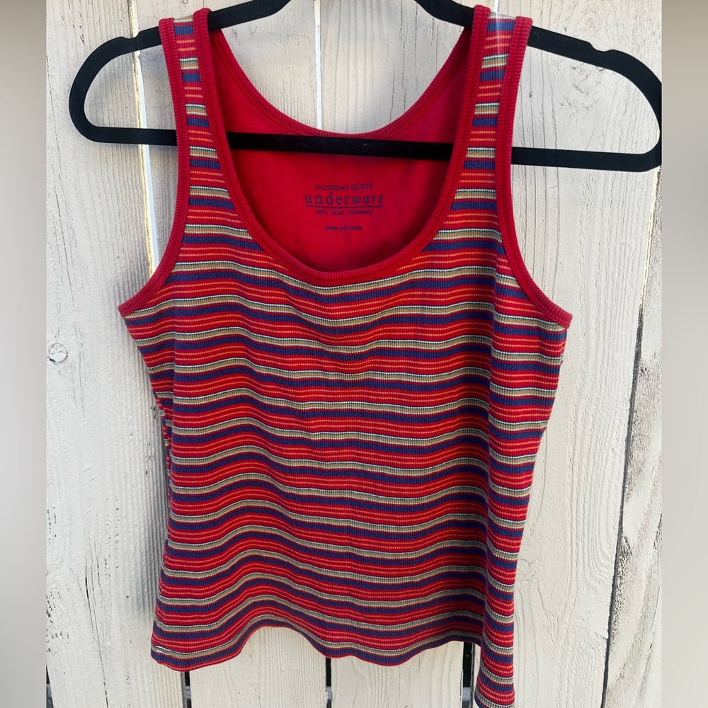 Victoria's Secret Underware Vintage Multicolor Striped Tank Top Size L